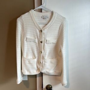 Free Assembly Cream Textured Button-Down Cardigan | Size M